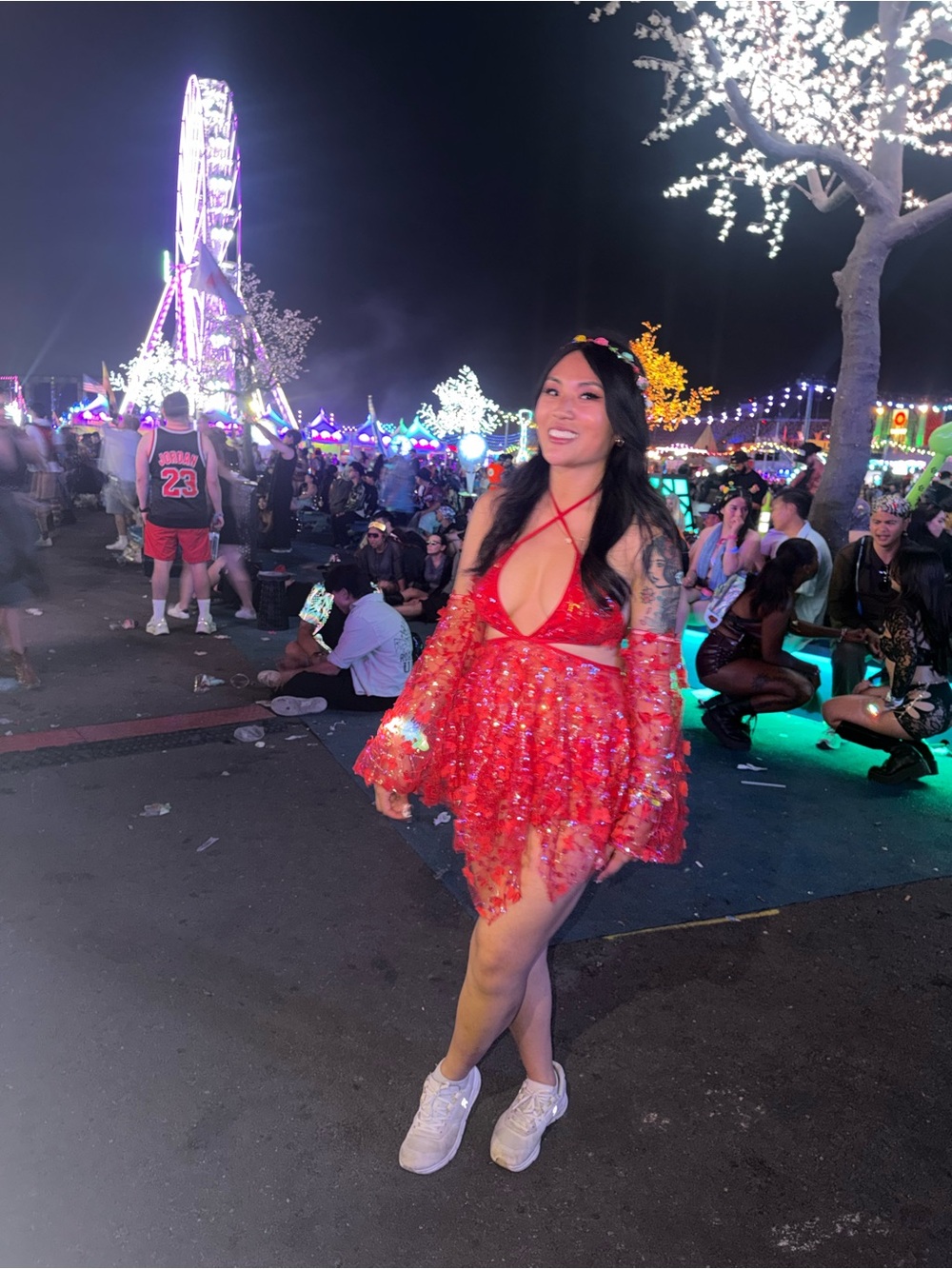 Lumi Shop Red Sequin Festival Mini Dress size M